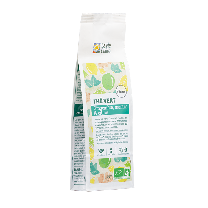 Thé vert gingembre/menthe/citron 100g - La Vie Claire